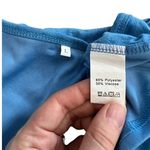 Blue Sleeveless Side Ruched Athletic Dress L - Picture 3 of 3